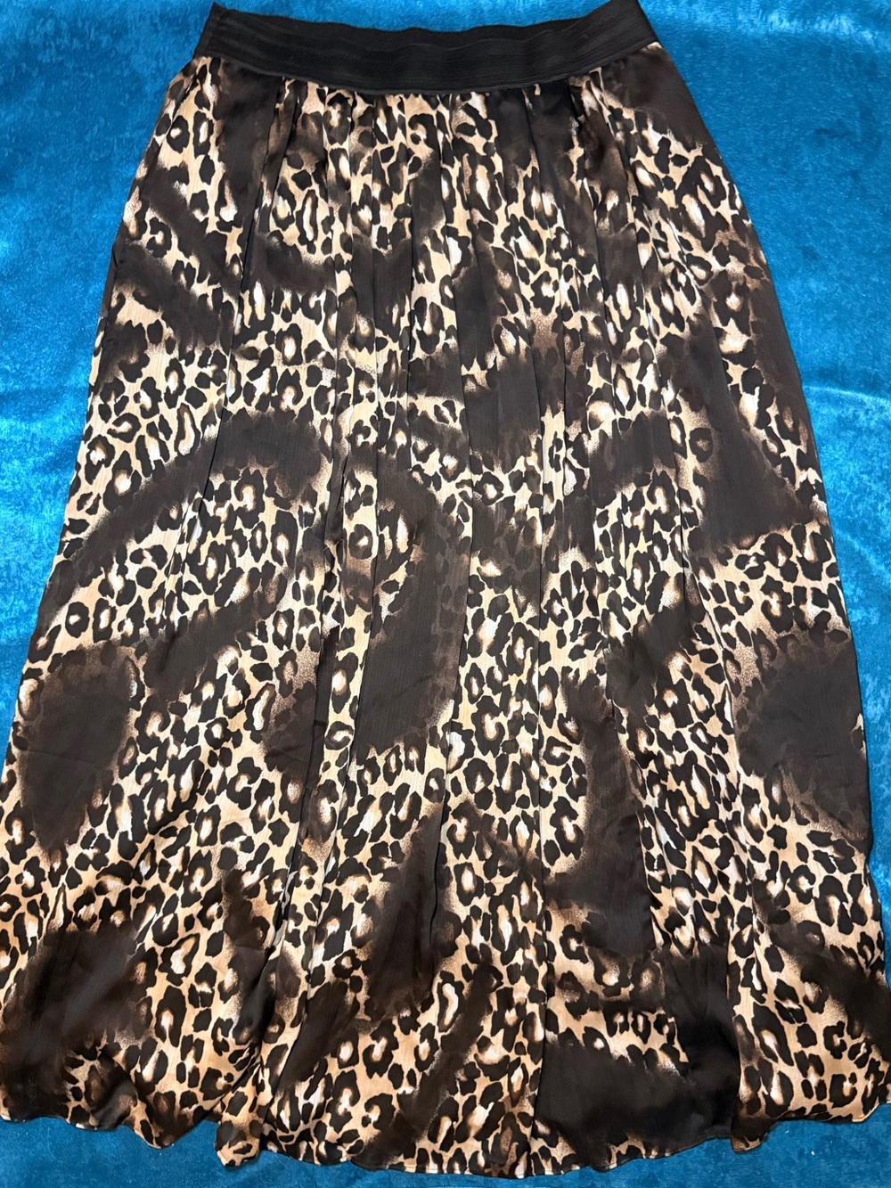 White House Black Market Leopard Print Midi Skirt - Black and Brown
